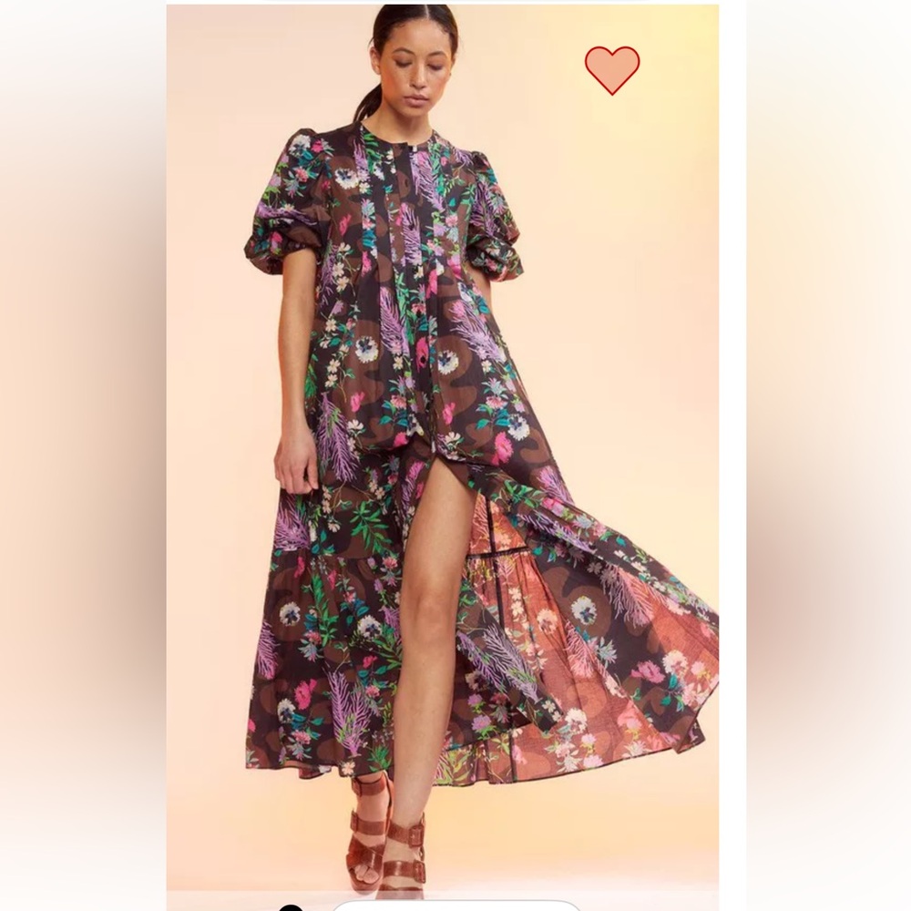 Cynthia Rowley Floral High Low Dress - Brown and Pink